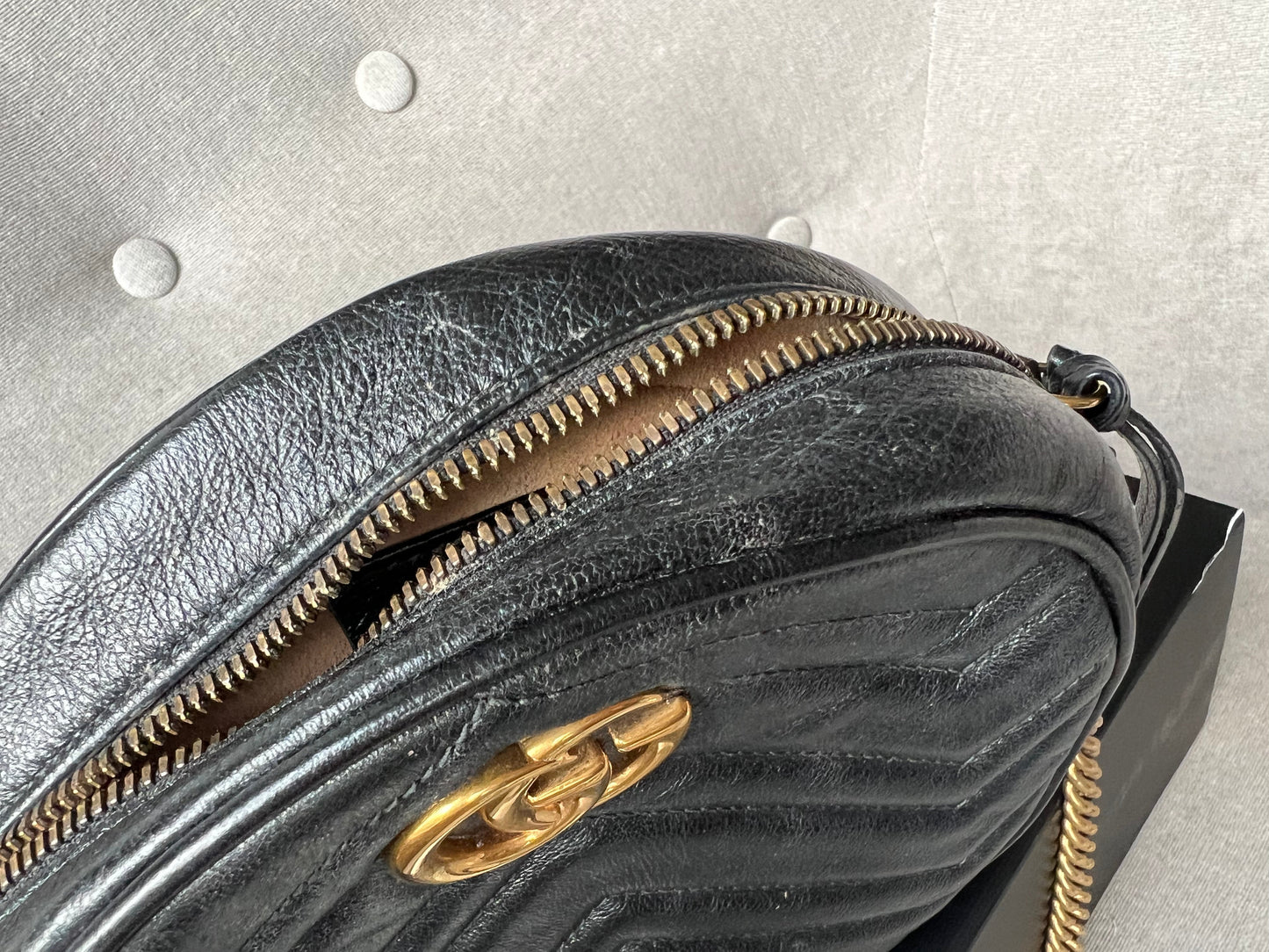 Gucci GG Round Black Marmont Small Shoulder Bag
