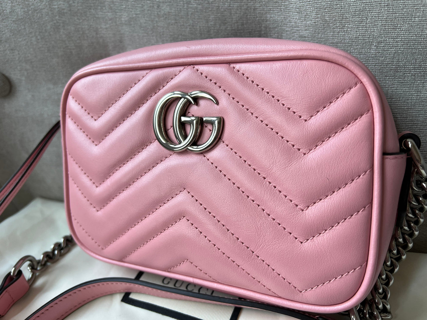 Gucci GG Pale Pink Marmont Mini Shoulder Bag (RRP £1,160)