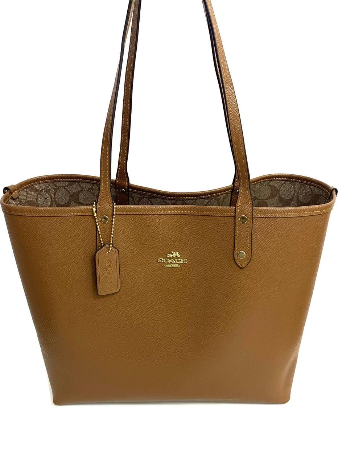 Reversible City Tote Handbag In Camel
