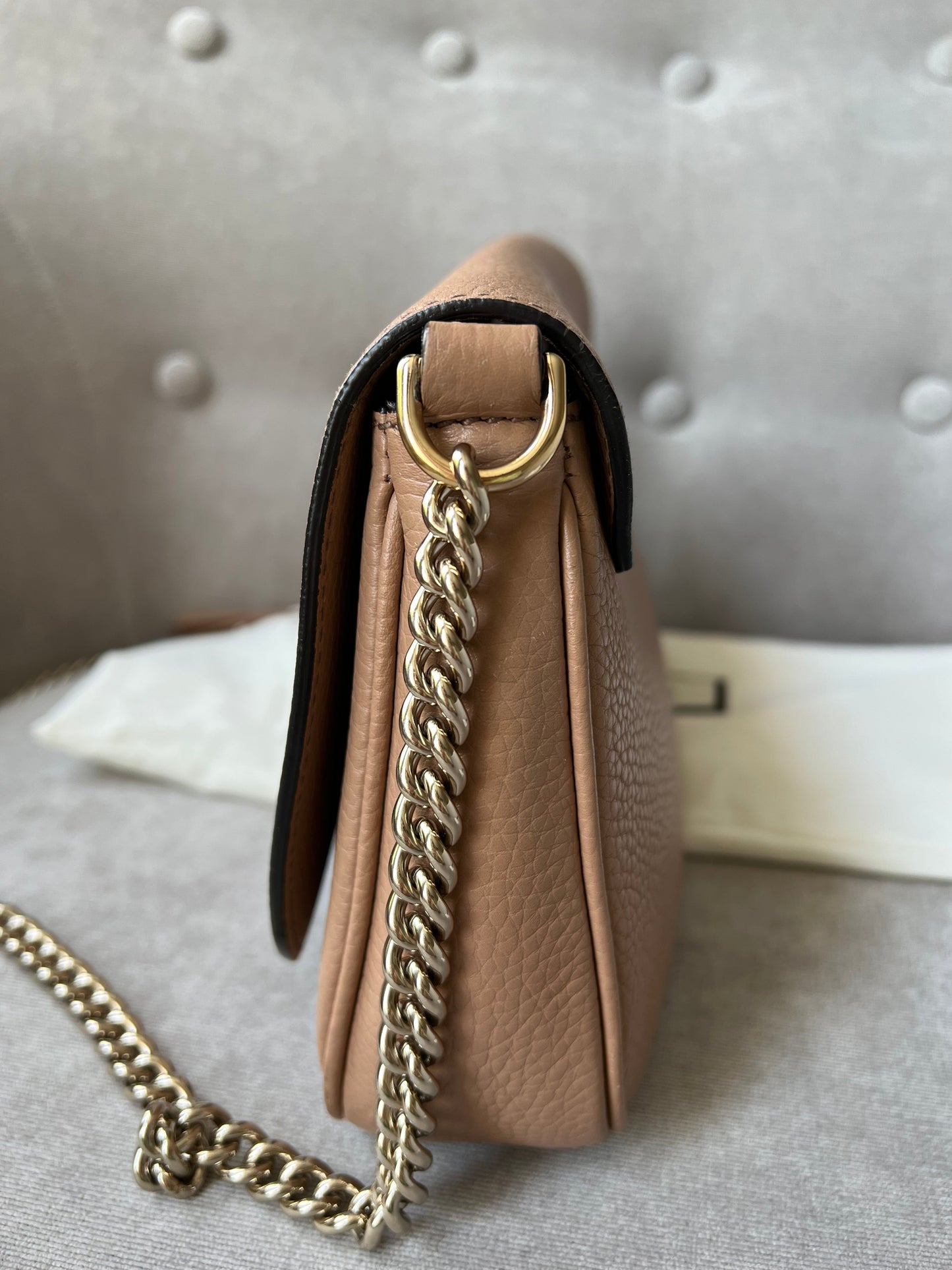 Gucci Rose Beige Soho Disco Crossbody Flap Bag (RRP £1050)