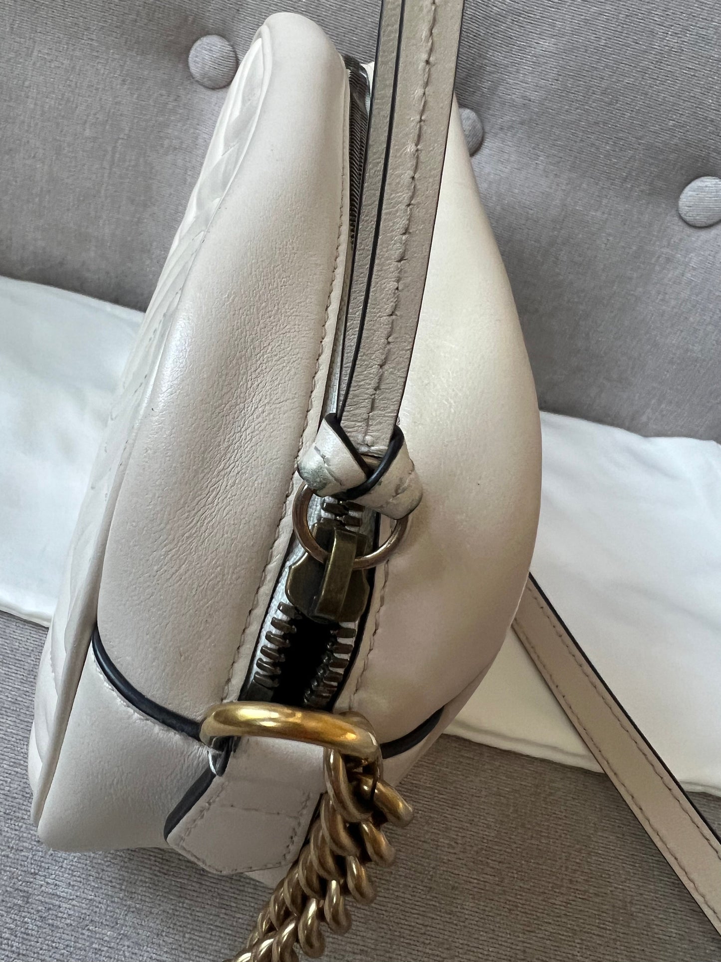 Gucci GG White Marmont Small Shoulder Bag