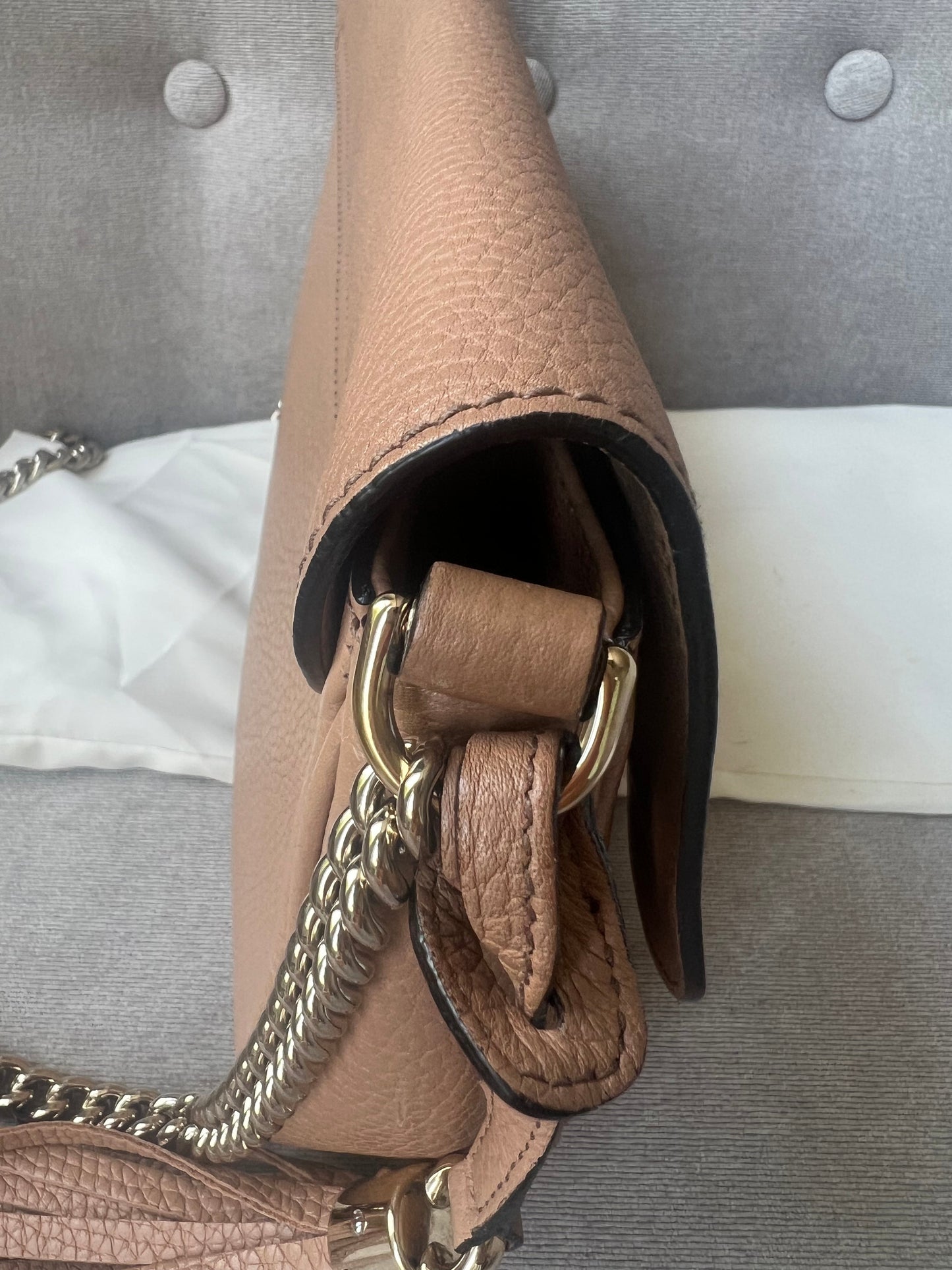 Gucci Rose Beige Soho Disco Crossbody Flap Bag (RRP £1050)