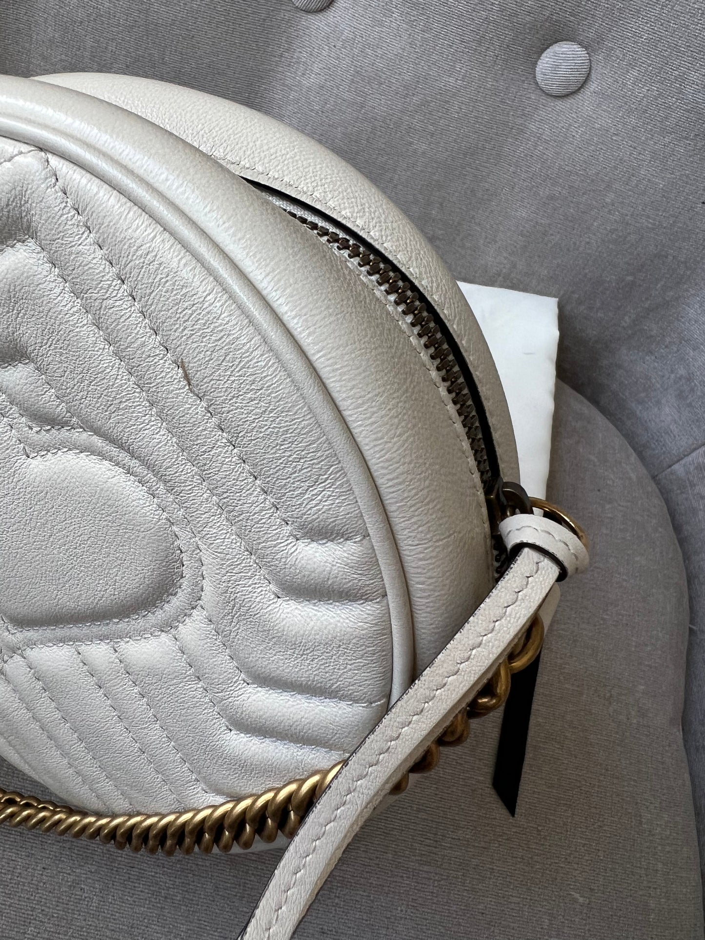 Gucci GG Round White Marmont Small Shoulder Bag (RRP £1,160)