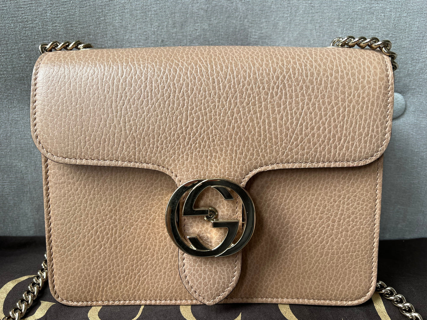 Gucci Interlocking GG Beige Small Shoulder Bag