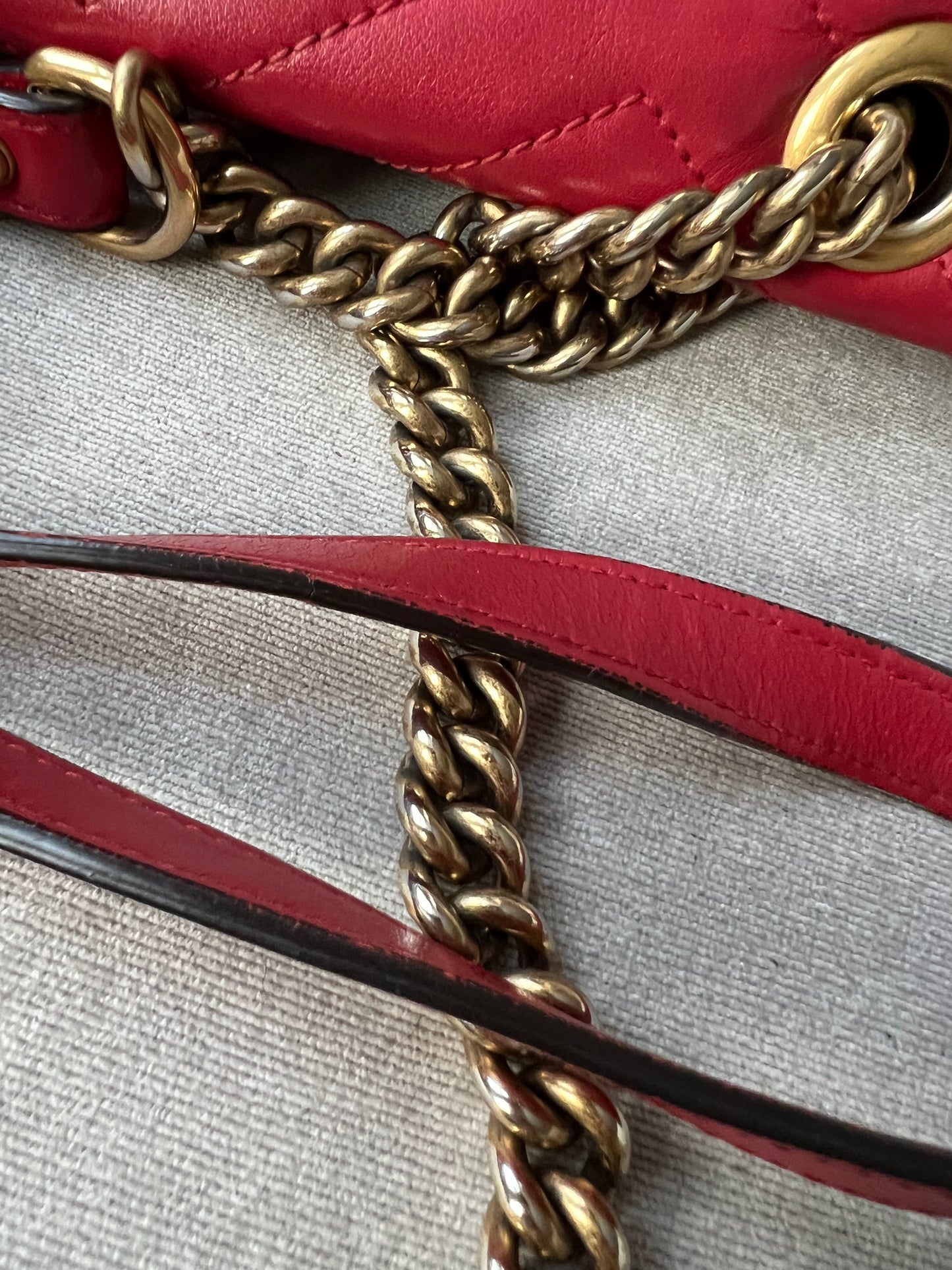 Gucci GG Hibiscus Red Marmont Small Shoulder Bag