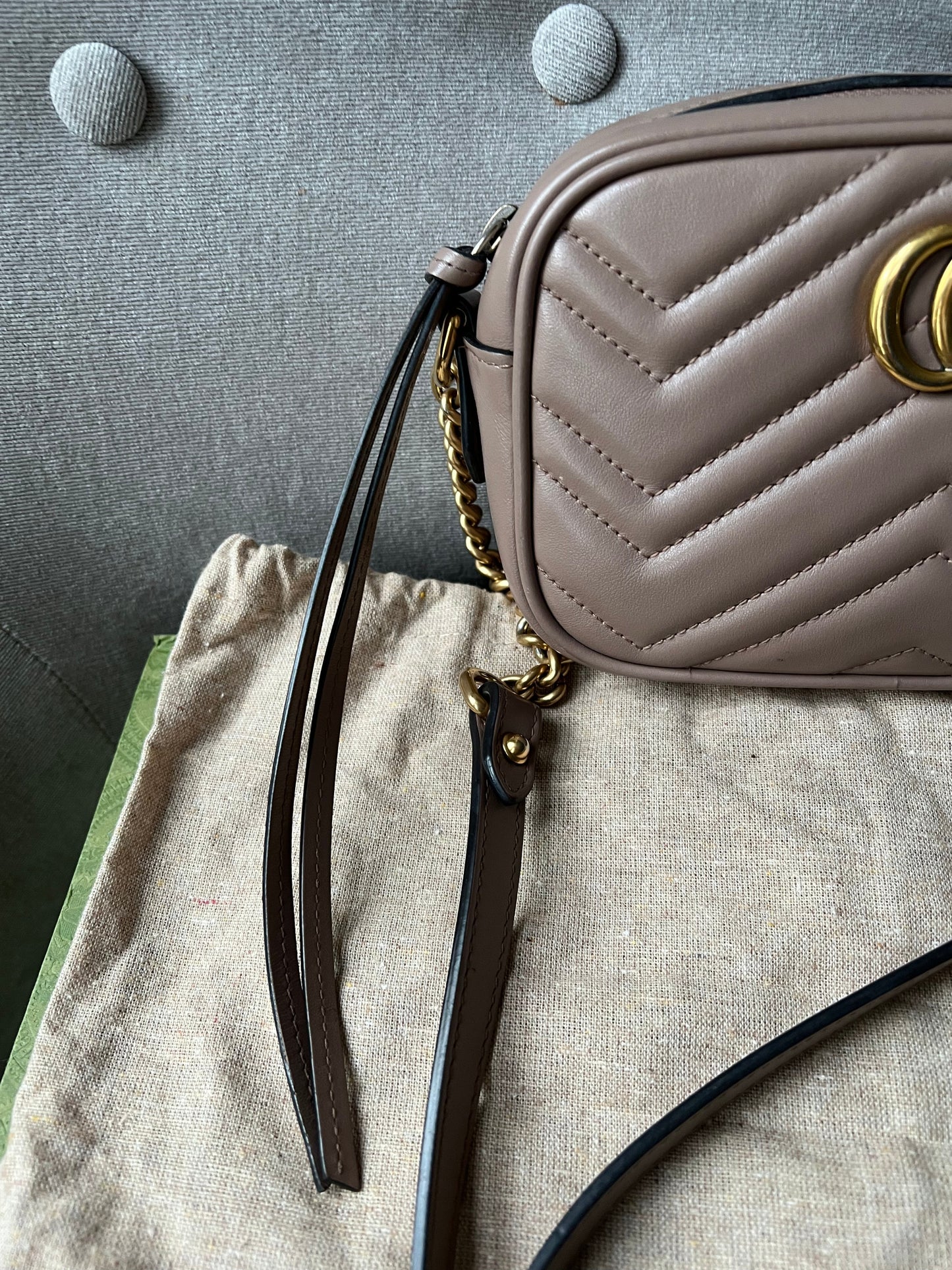 Gucci GG Dusty Pink Marmont Mini Shoulder Bag (RRP £1,160)