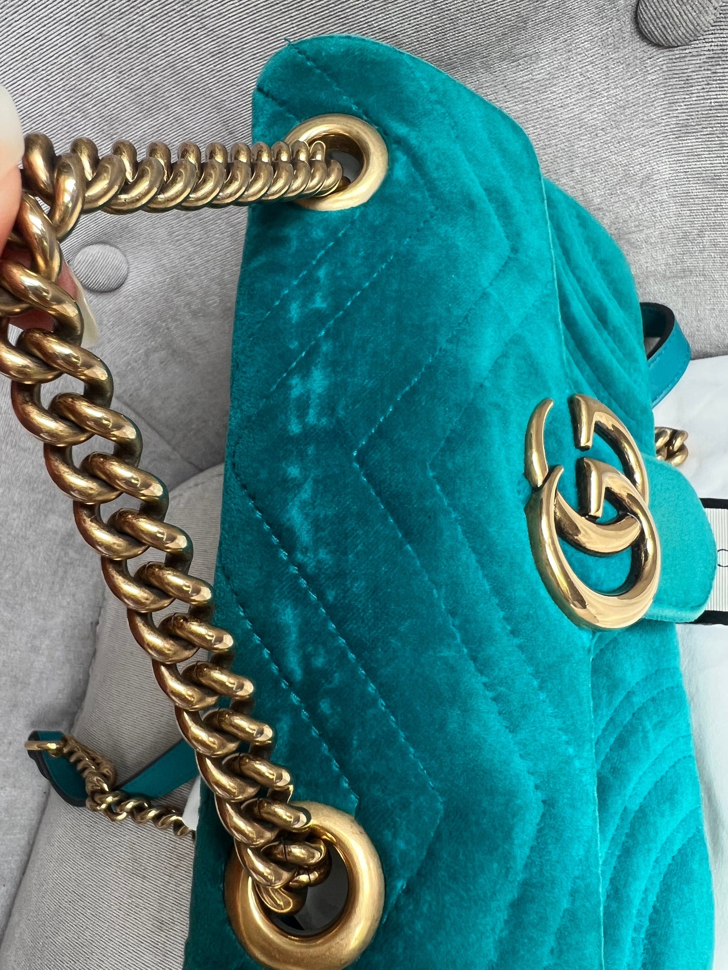 Gucci GG Mini Velvet Marmont Mini Shoulder Bag