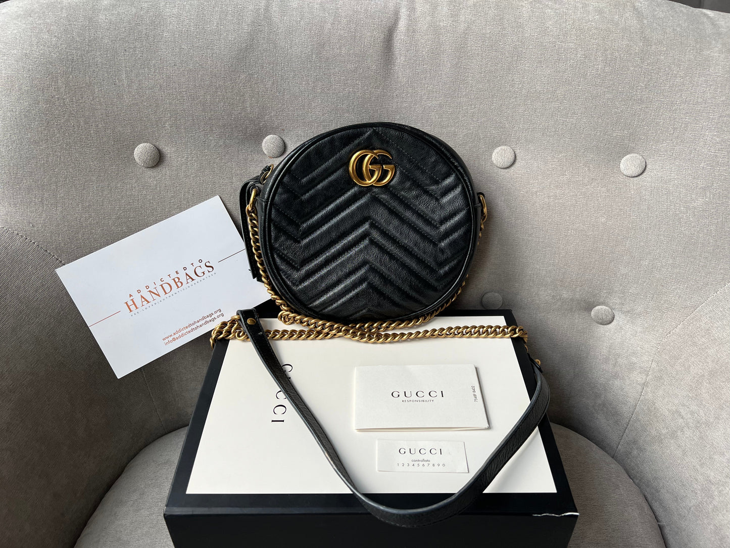 Gucci GG Round Black Marmont Small Shoulder Bag