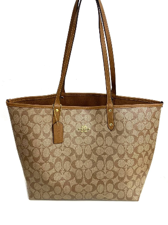 Reversible City Tote Handbag In Camel
