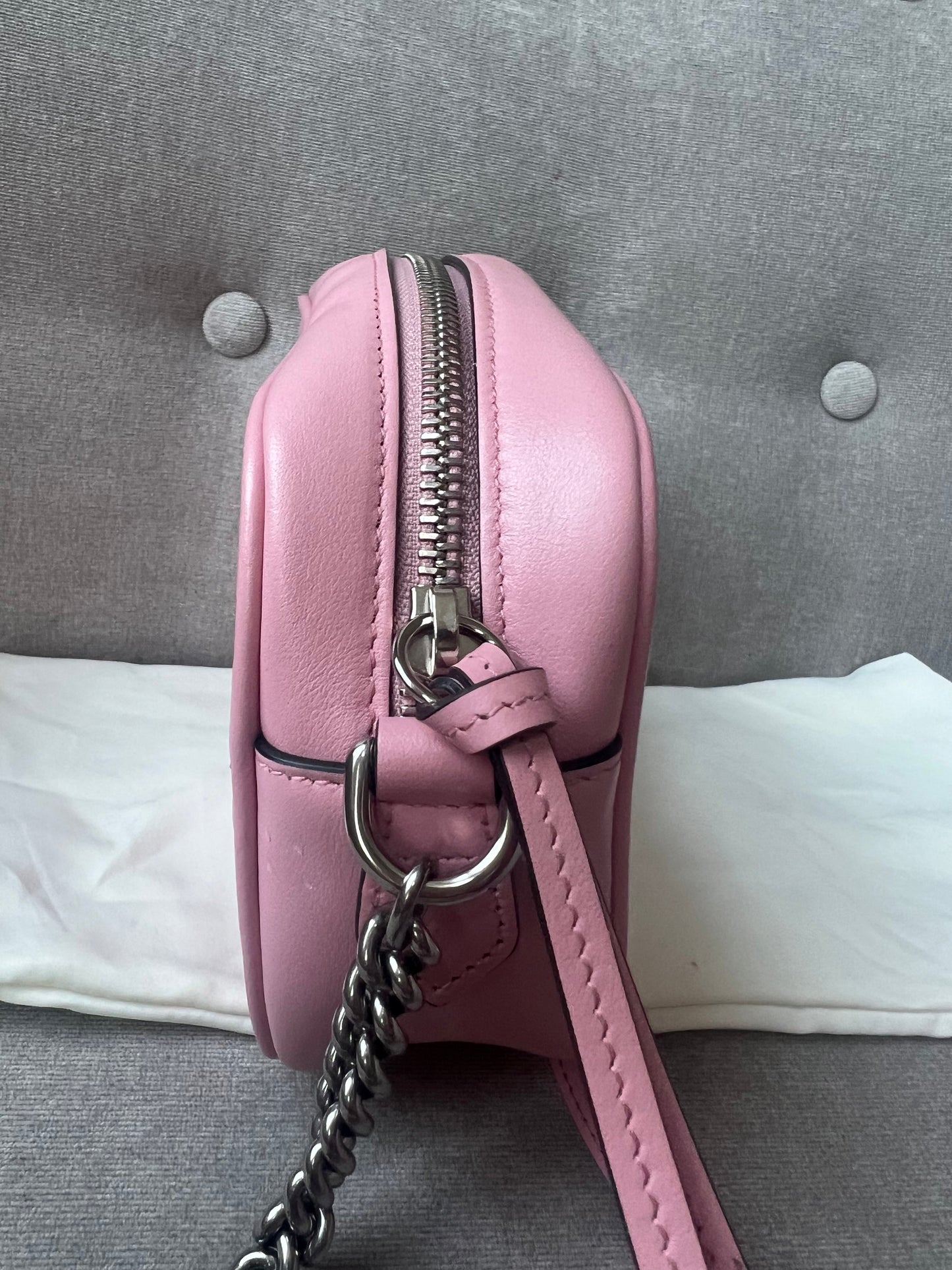 Gucci GG Pale Pink Marmont Mini Shoulder Bag (RRP £1,160)