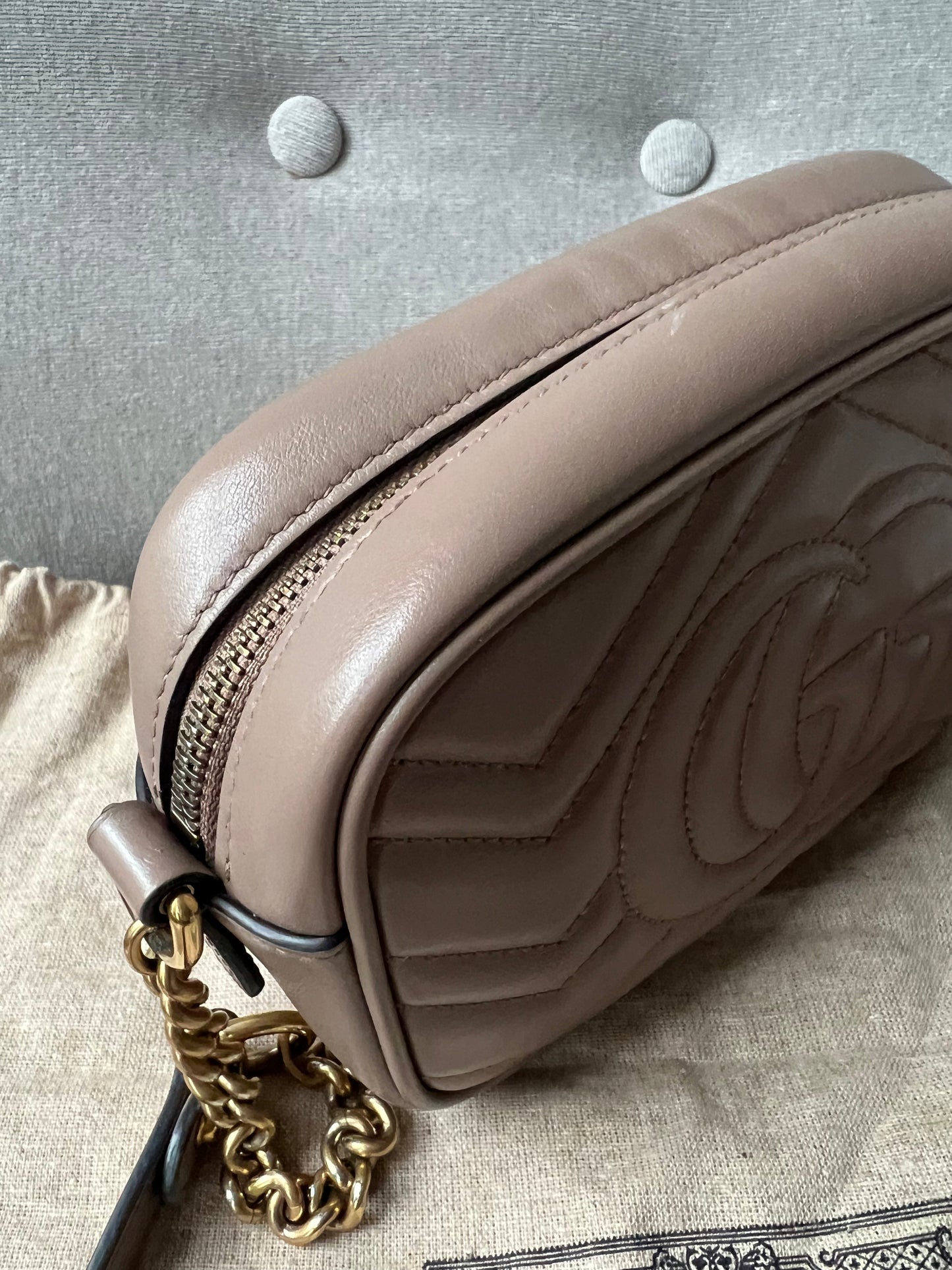 Gucci GG Dusty Pink Marmont Mini Shoulder Bag (RRP £1,160)