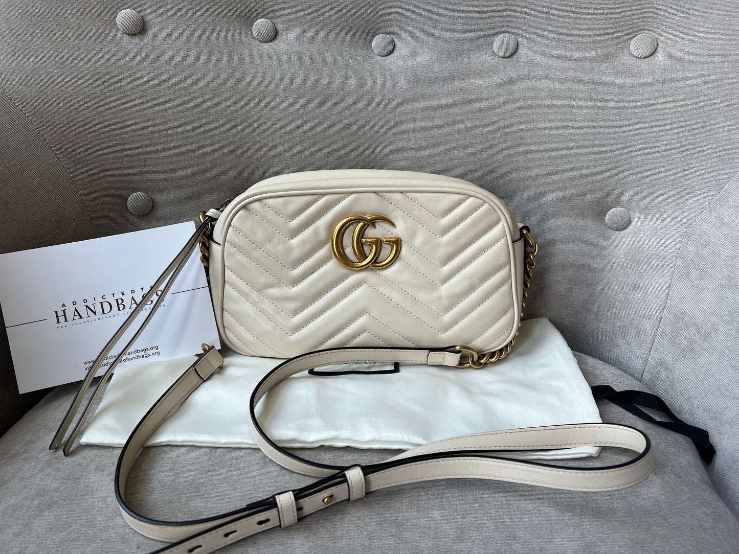 Gucci GG White Marmont Small Shoulder Bag