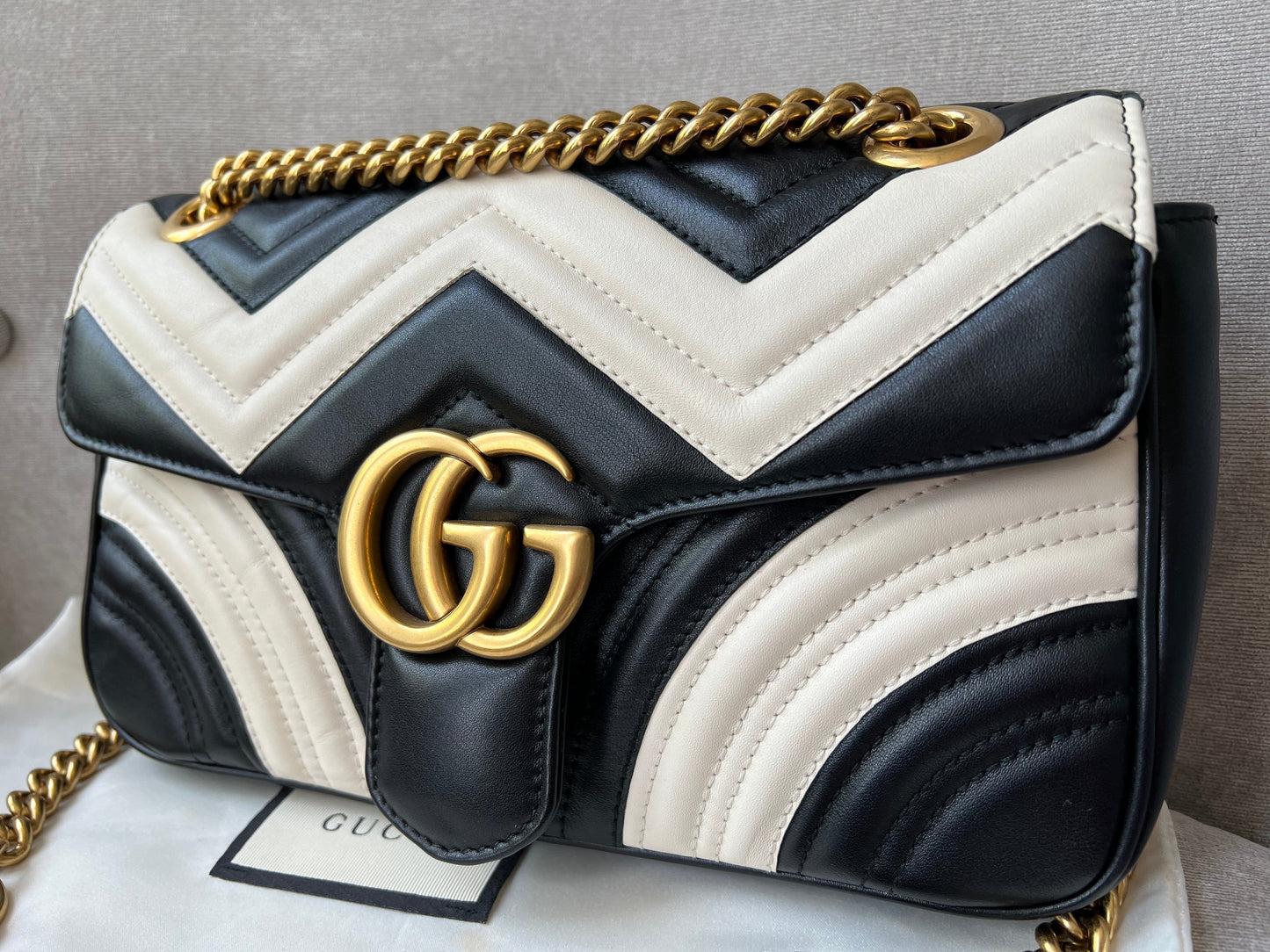 Gucci GG Black and White Marmont Small Shoulder Bag (RRP £1800)