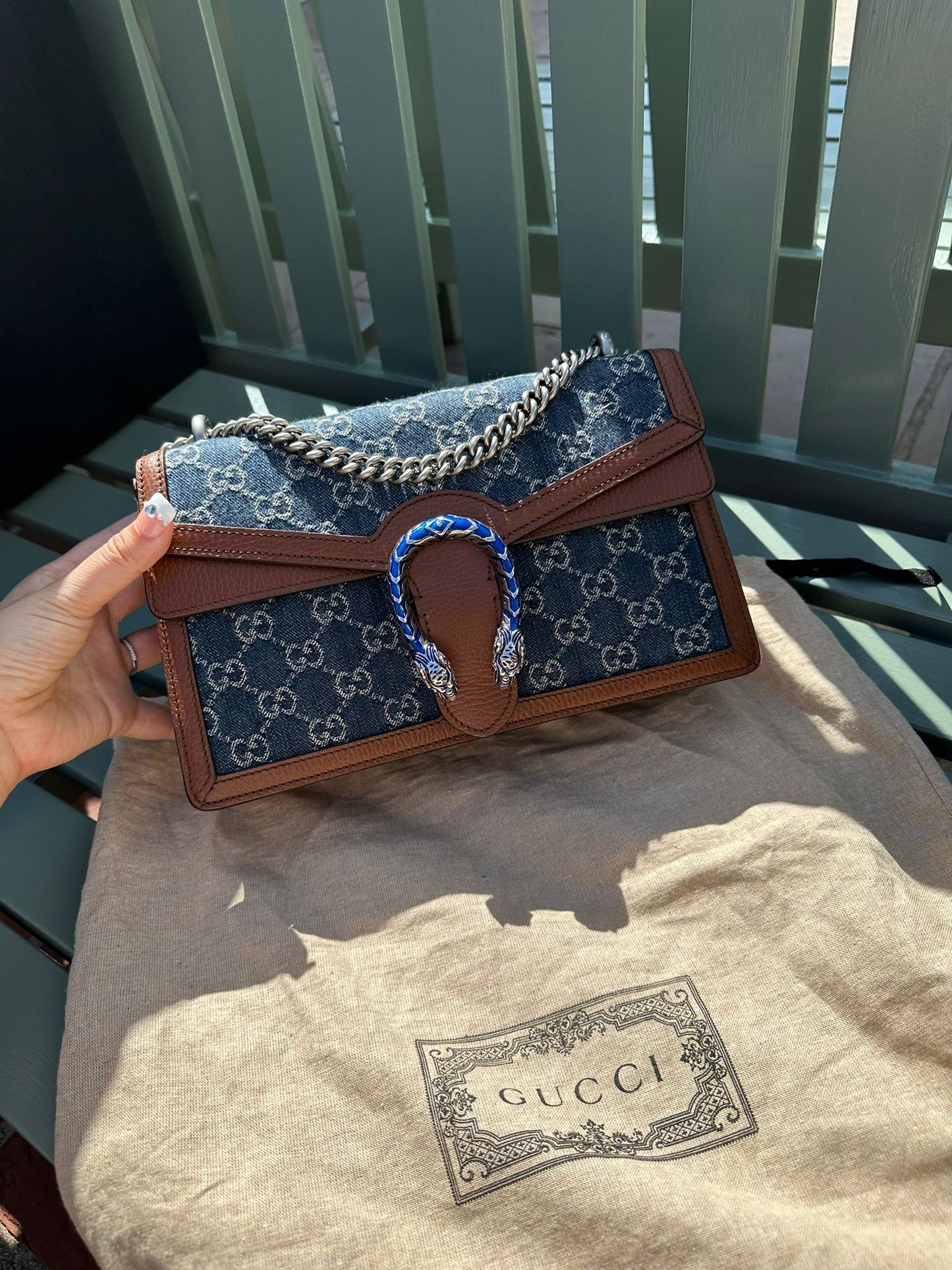 Preorder Gucci denim small Dionysus handbag