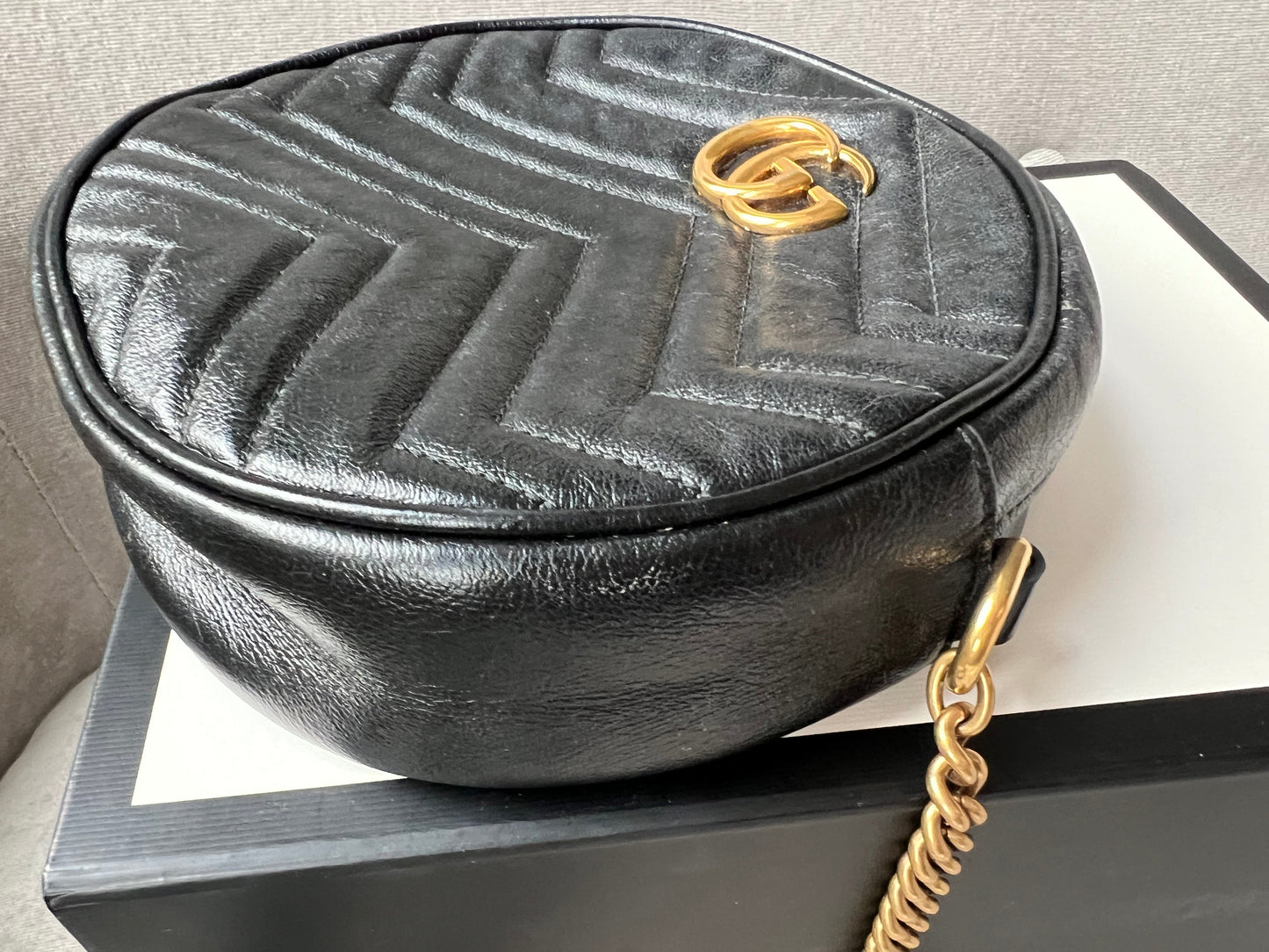 Gucci GG Round Black Marmont Small Shoulder Bag