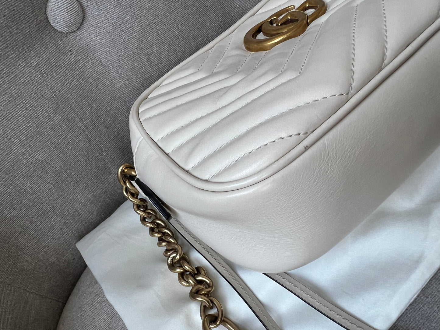 Gucci GG White Marmont Small Shoulder Bag