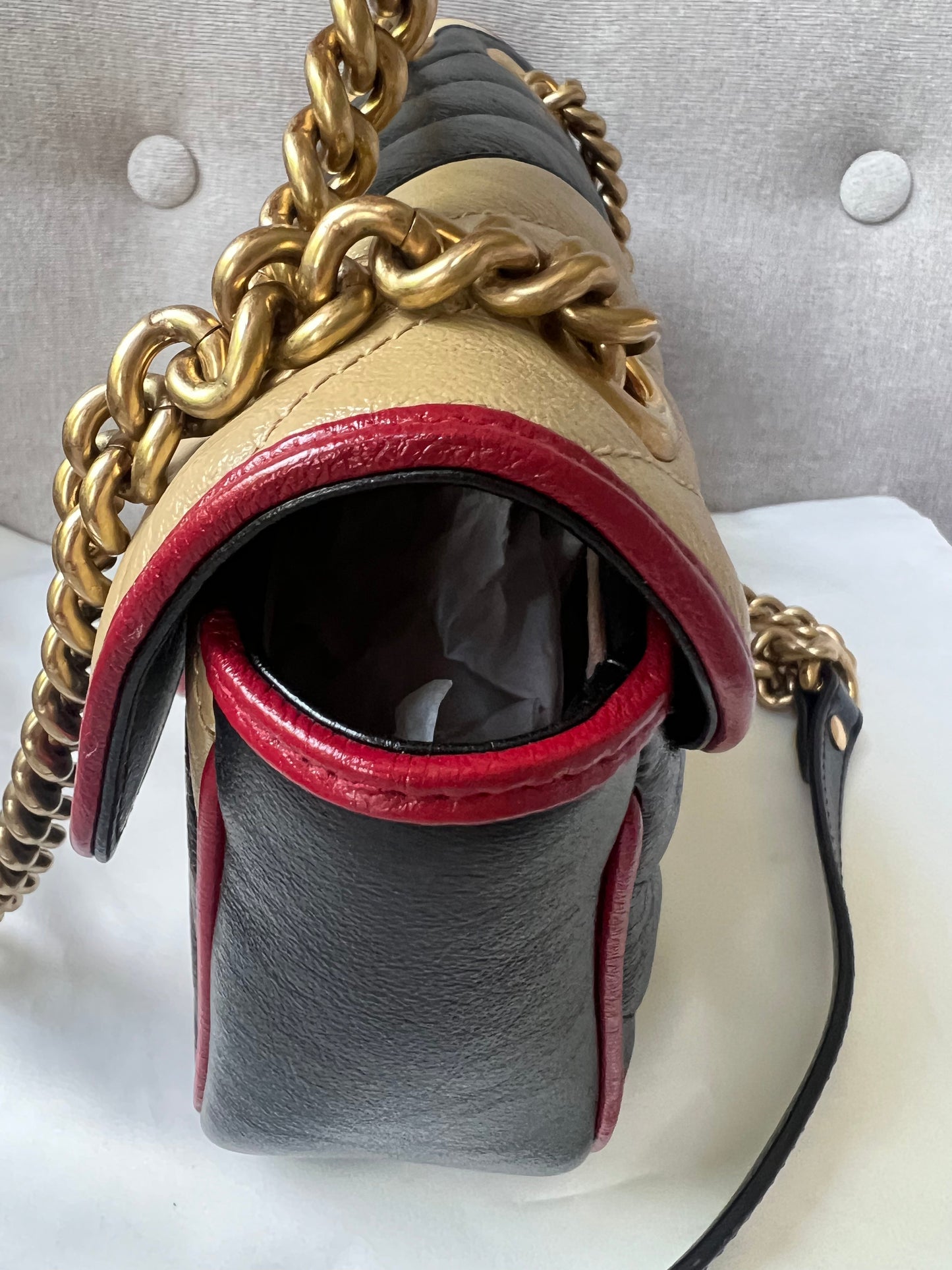 Gucci GG Tricolour Marmont Mini Shoulder Bag