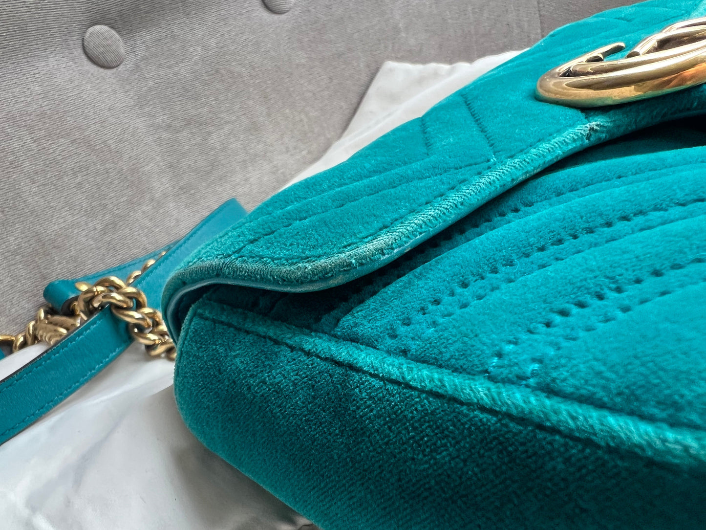 Gucci GG Mini Velvet Marmont Mini Shoulder Bag