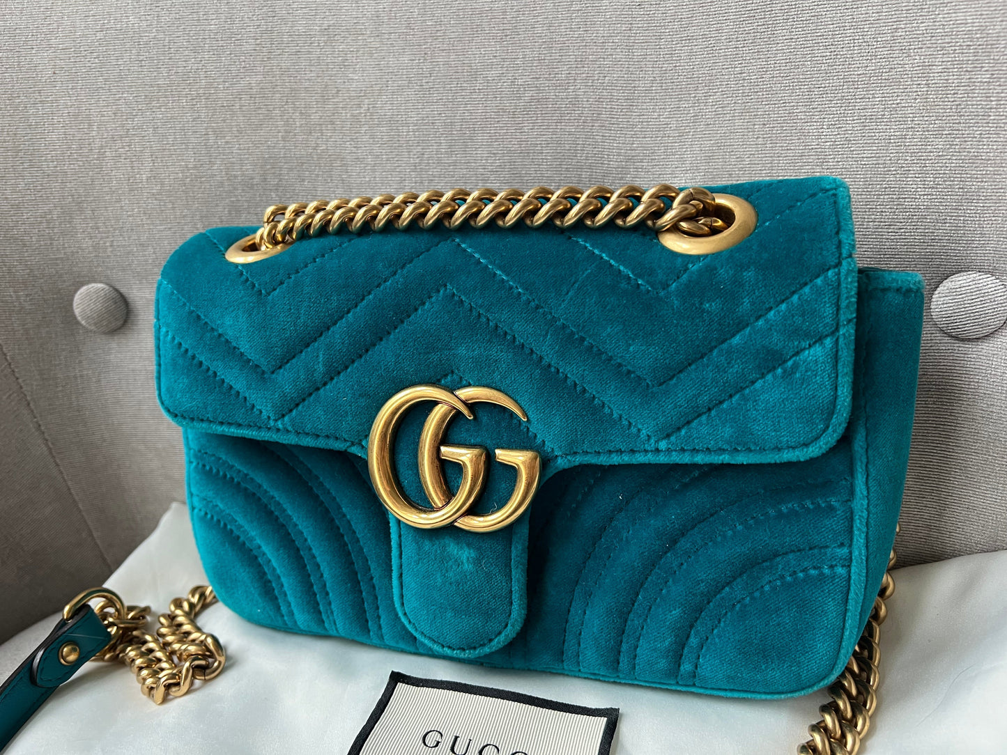 Gucci GG Mini Velvet Marmont Mini Shoulder Bag
