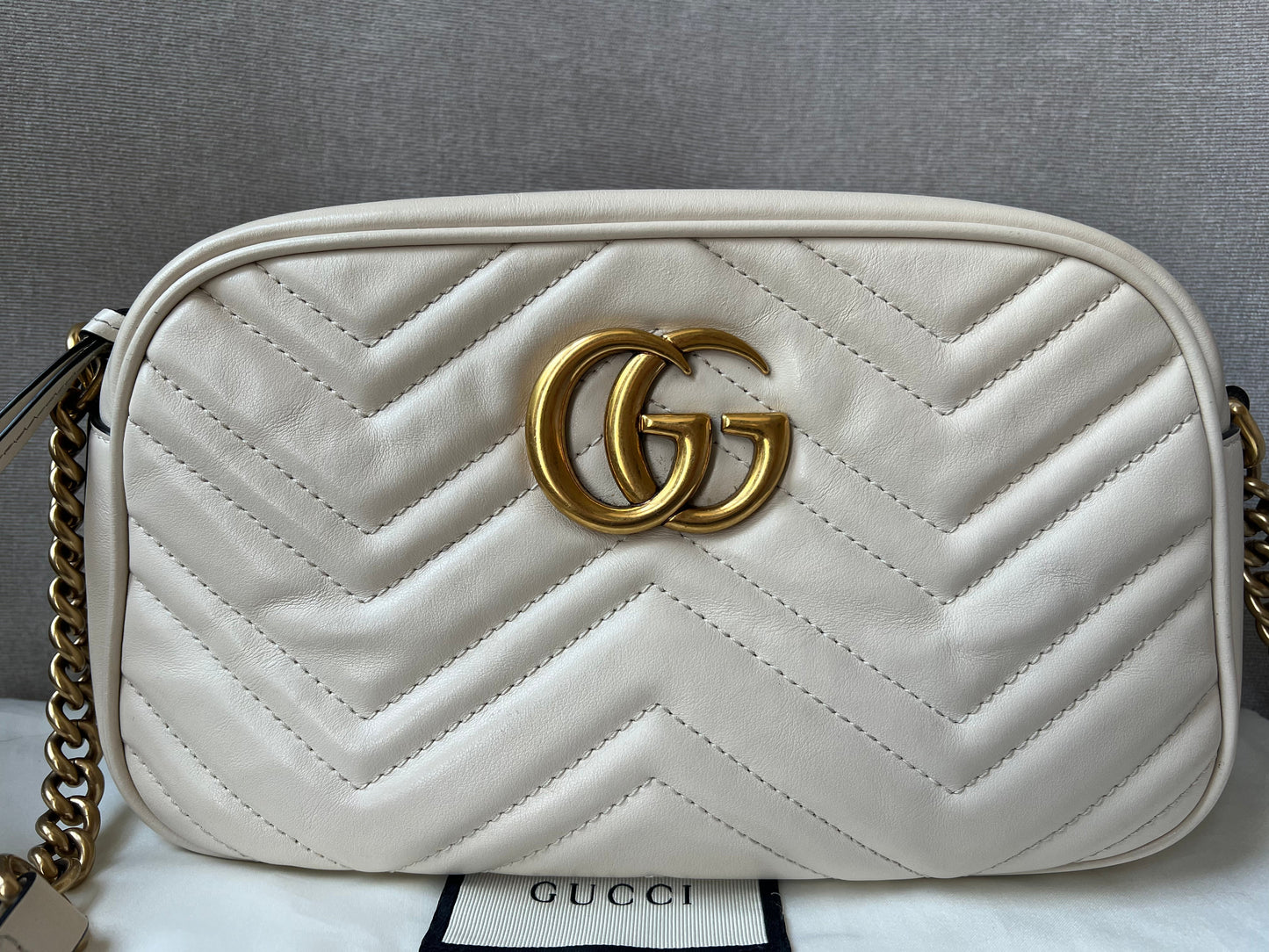 Gucci GG White Marmont Small Shoulder Bag