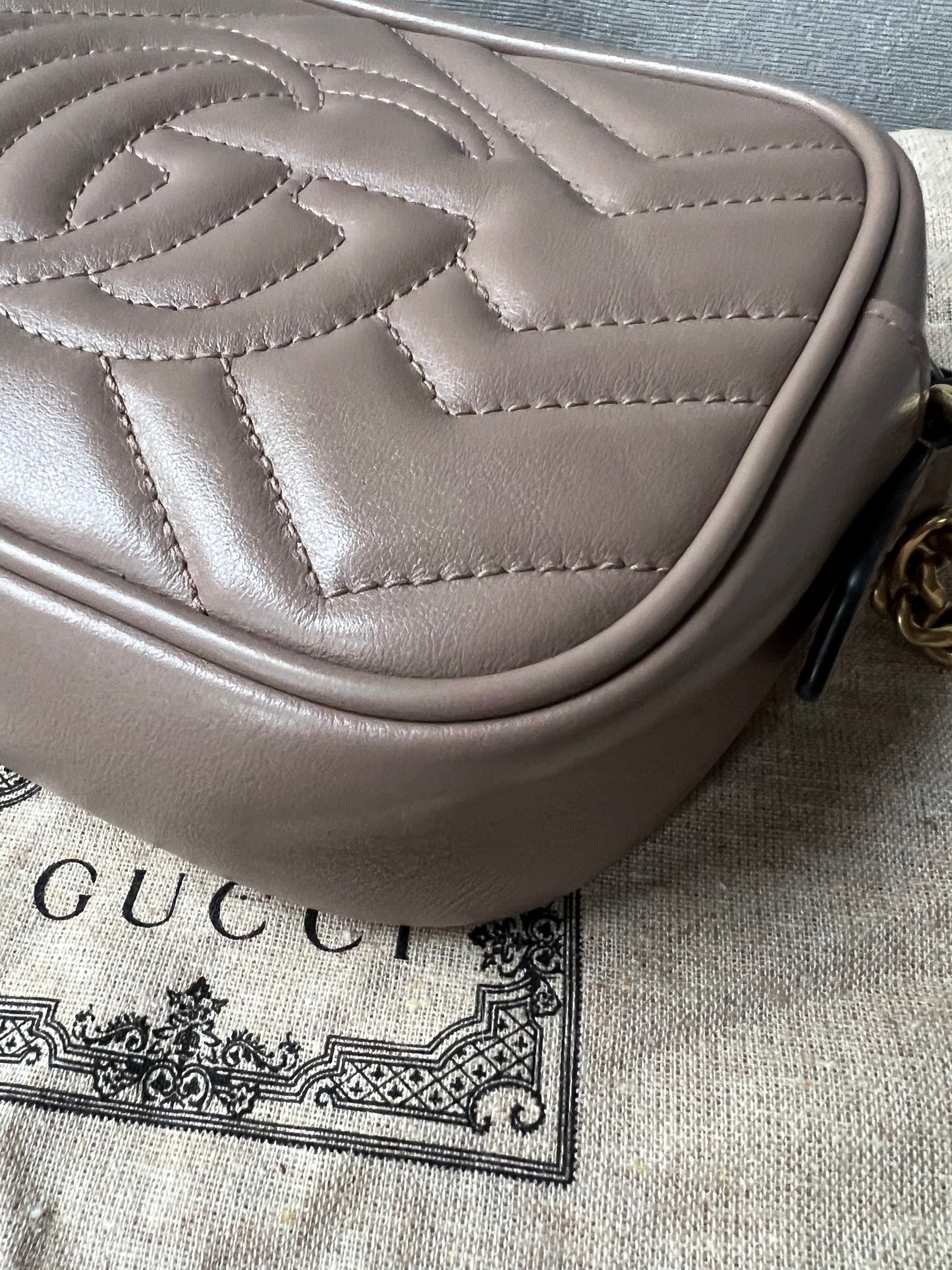 Gucci GG Dusty Pink Marmont Mini Shoulder Bag (RRP £1,160)