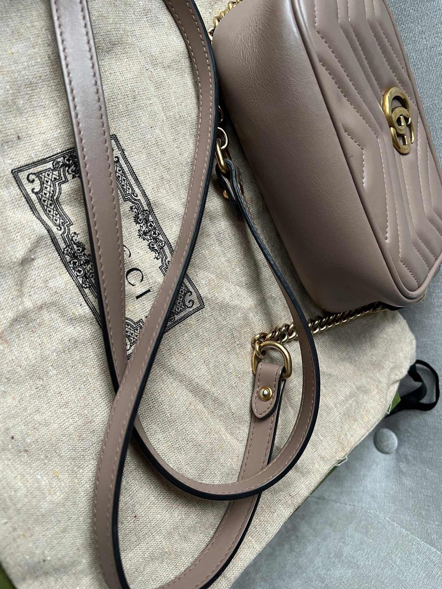Gucci GG Dusty Pink Marmont Mini Shoulder Bag (RRP £1,160)