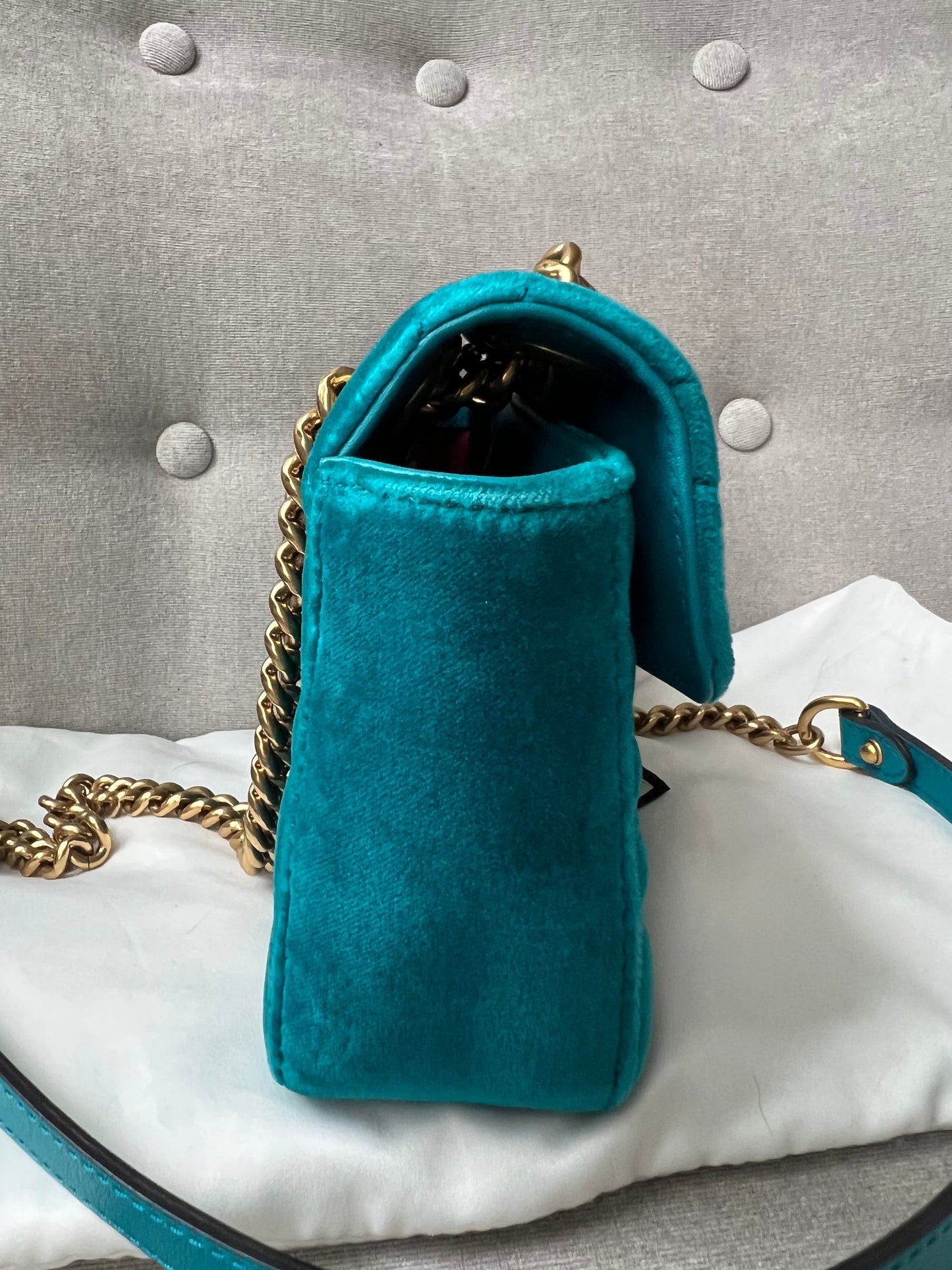 Gucci GG Mini Velvet Marmont Mini Shoulder Bag
