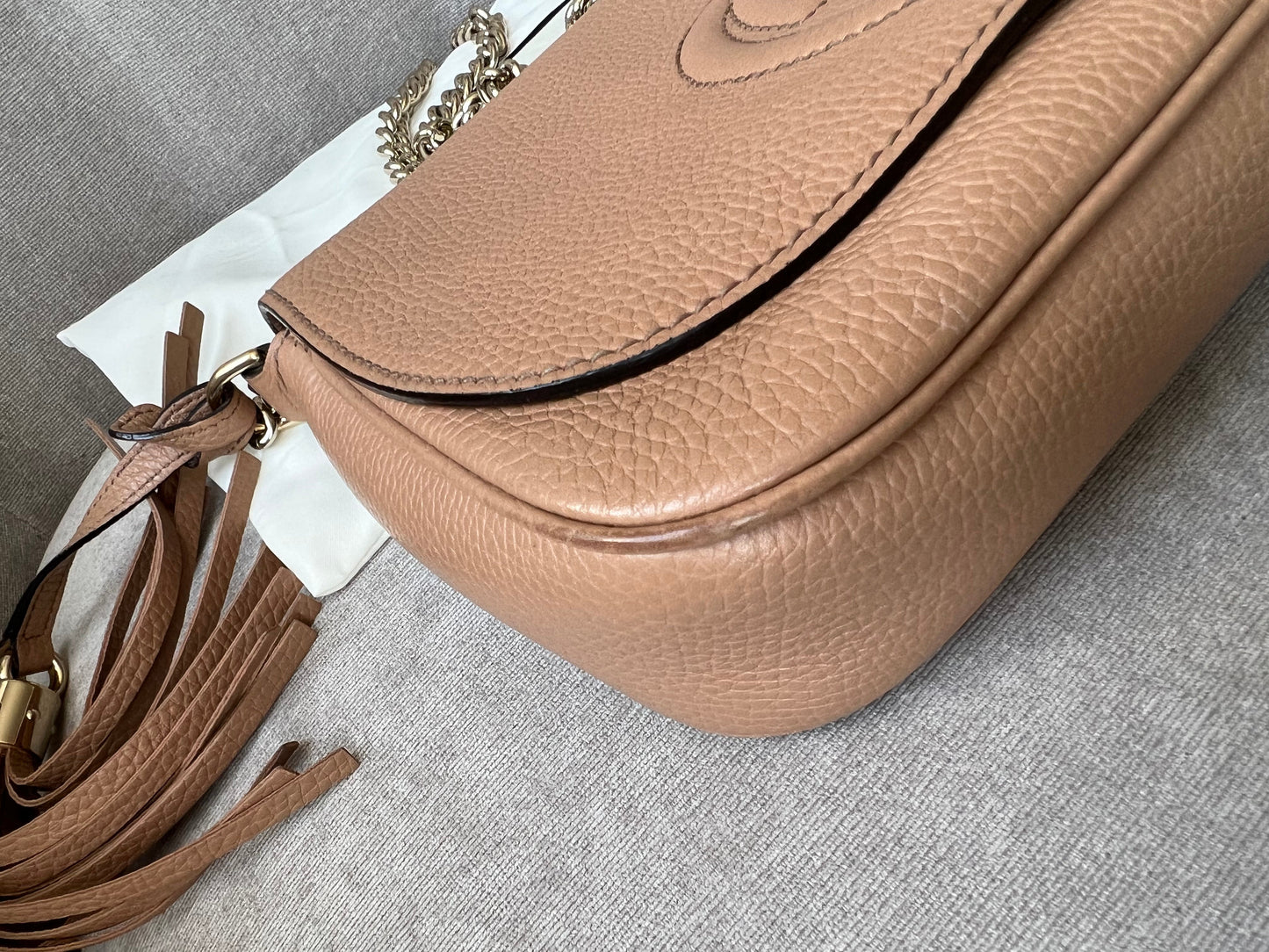Gucci Rose Beige Soho Disco Crossbody Flap Bag (RRP £1050)