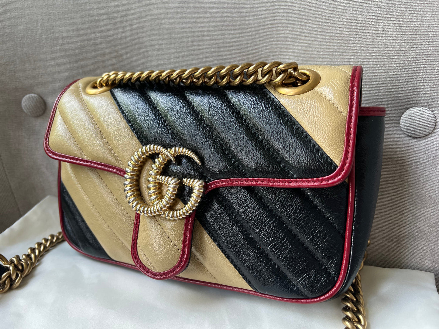 Gucci GG Tricolour Marmont Mini Shoulder Bag