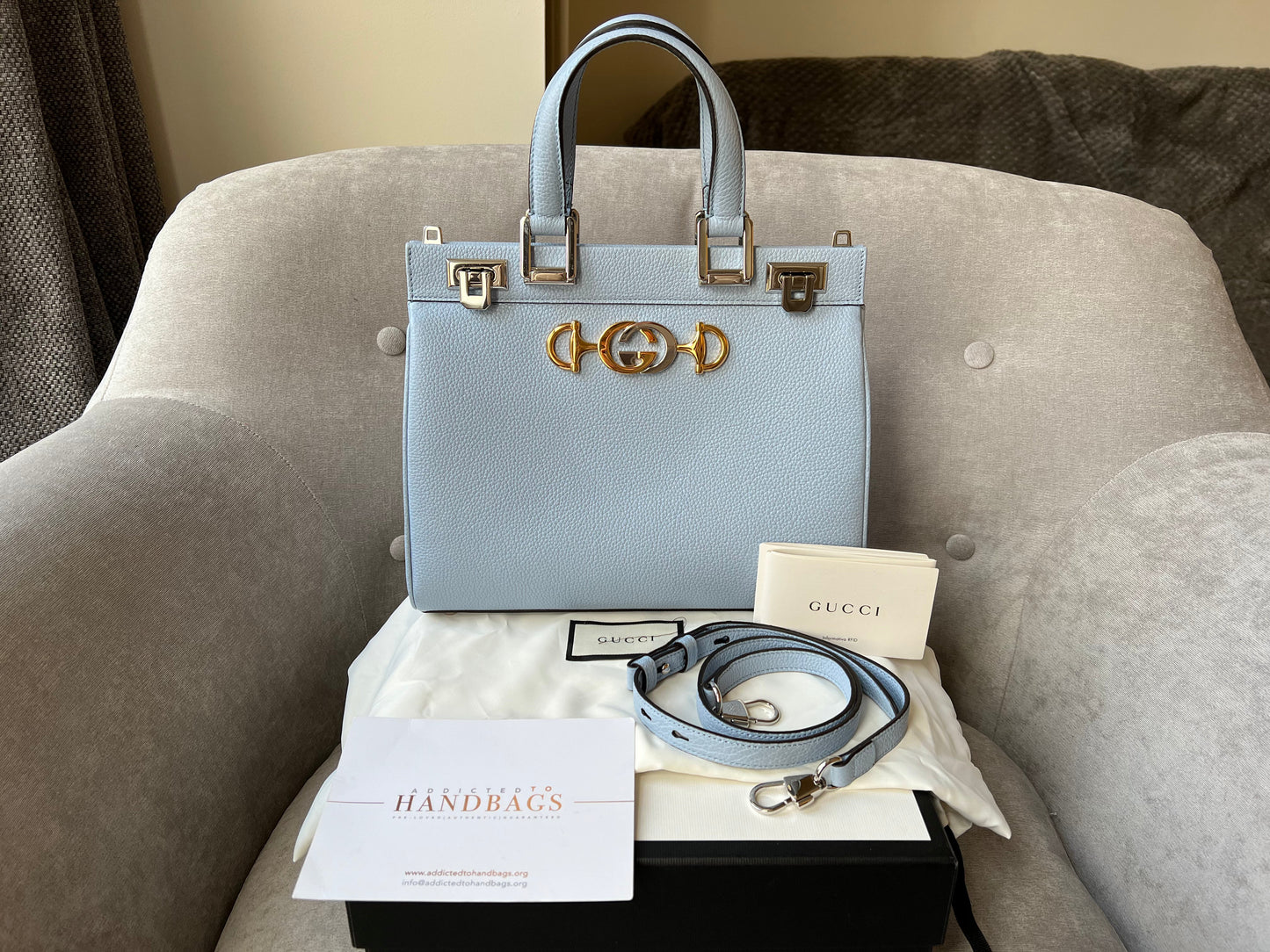 Gucci Pale Blue Medium Zumi Tote (RRP £2210)