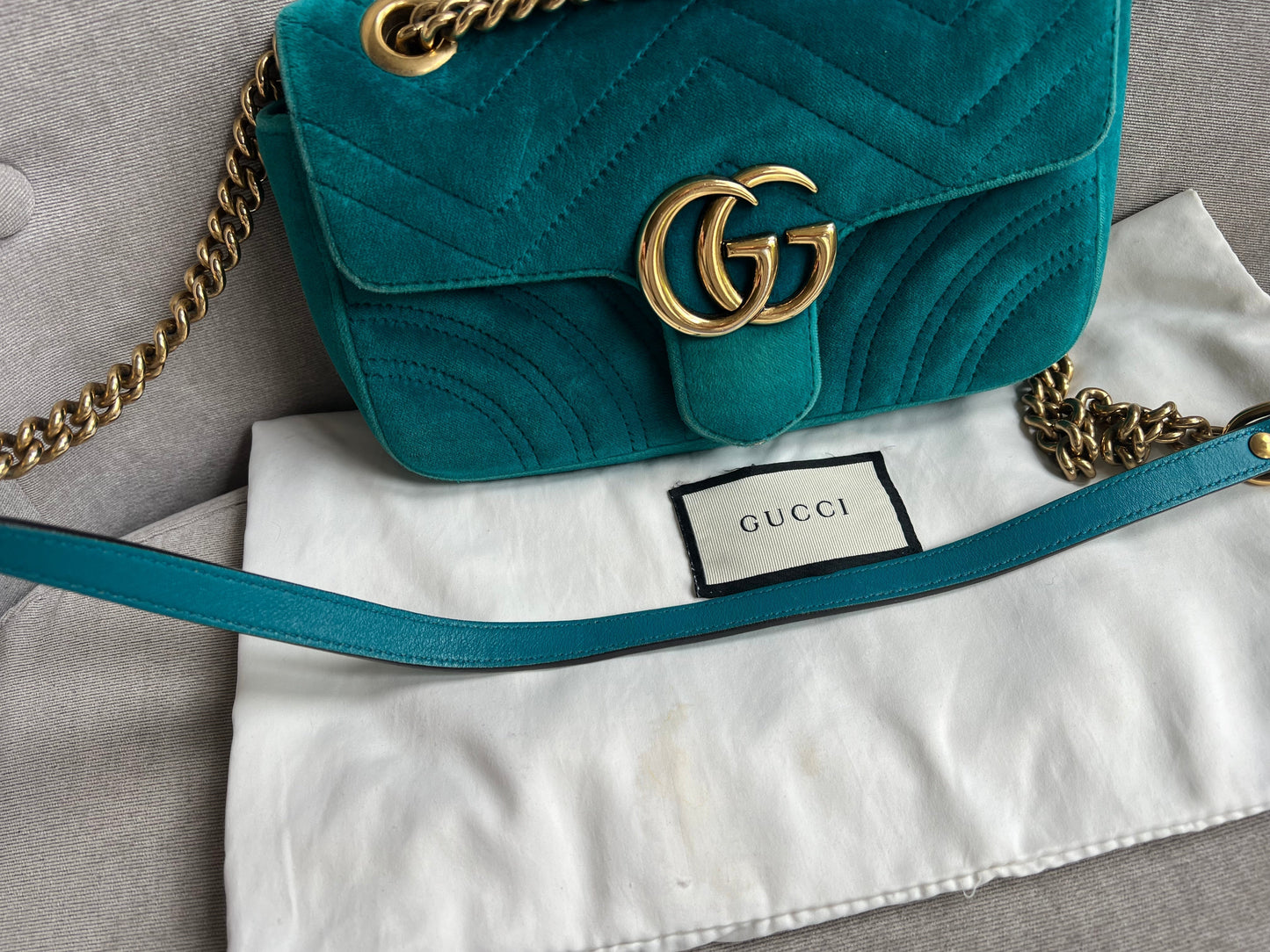 Gucci GG Mini Velvet Marmont Mini Shoulder Bag
