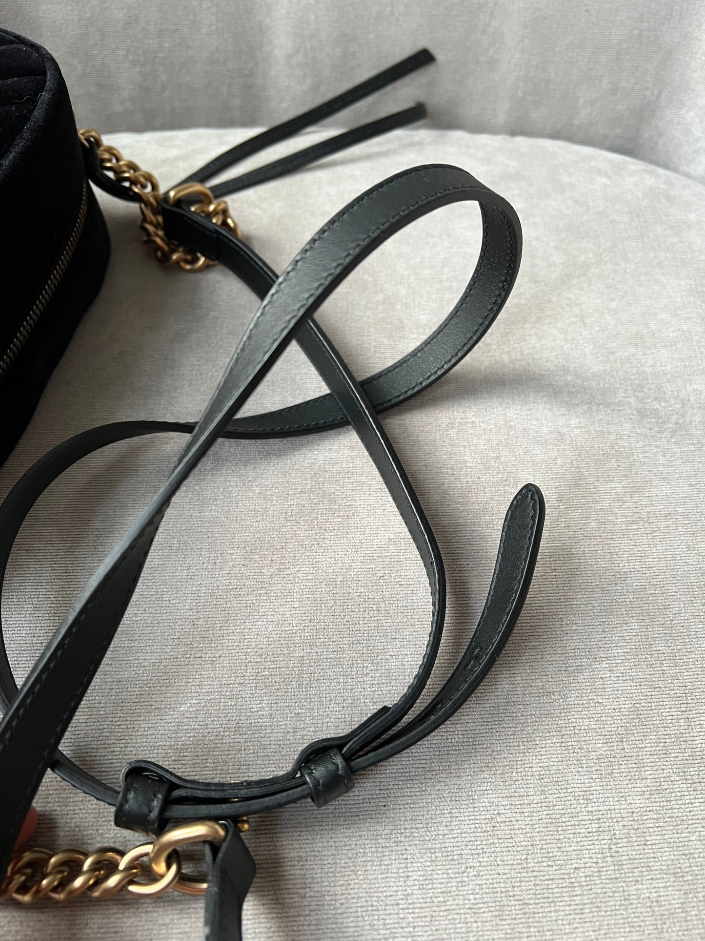 Gucci GG Black Velvet Marmont Small Shoulder Bag