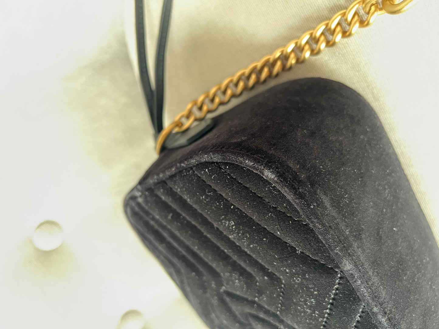 Gucci GG Black Velvet Marmont Small Shoulder Bag