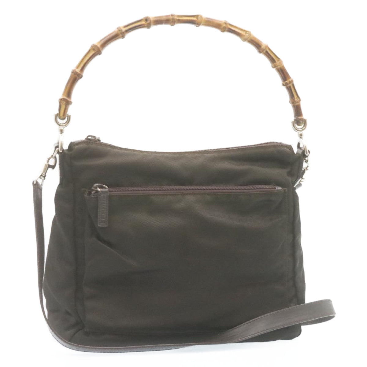 Gucci Bamboo 2Way Shoulder Bag Nylon Dark Brown  ki1593
