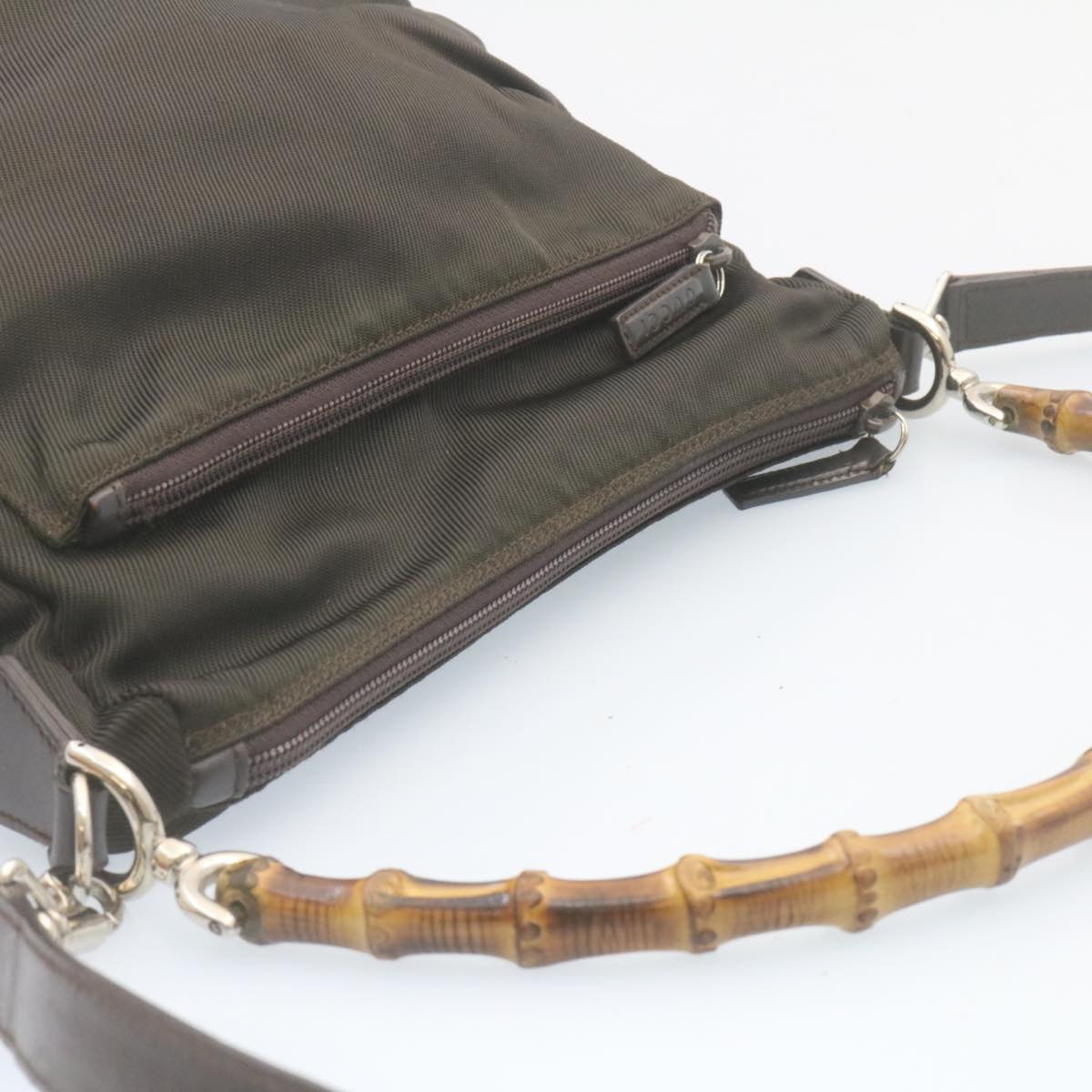 Gucci Bamboo 2Way Shoulder Bag Nylon Dark Brown  ki1593