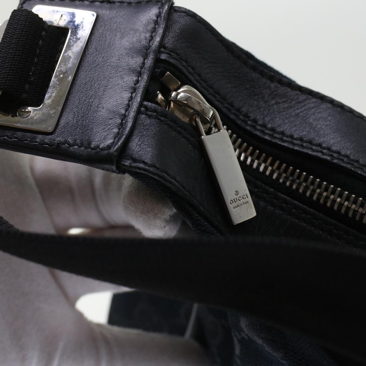 GUCCI GG Canvas Shoulder Bag Leather Black 019.0537 2123  ki3192