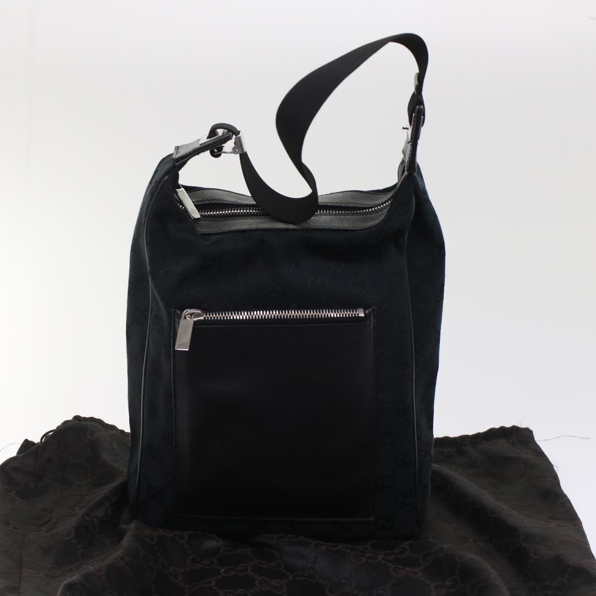 GUCCI GG Canvas Shoulder Bag Leather Black 019.0537 2123  ki3192