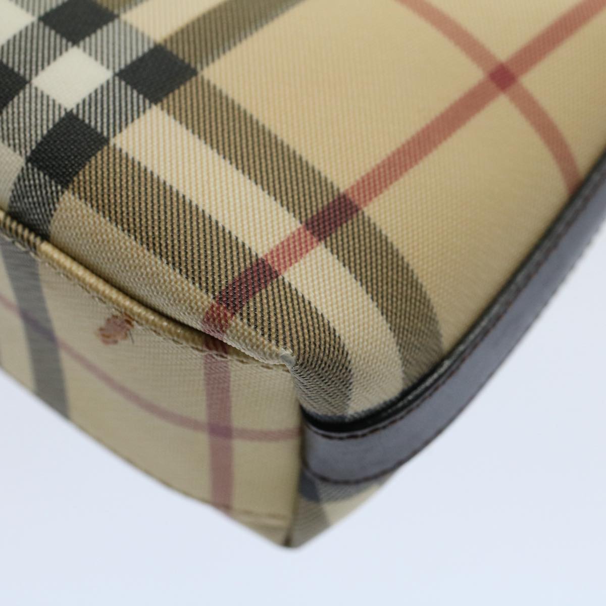 Burberry Nova Check Shoulder Bag PVC Leather Beige Auth ki3342