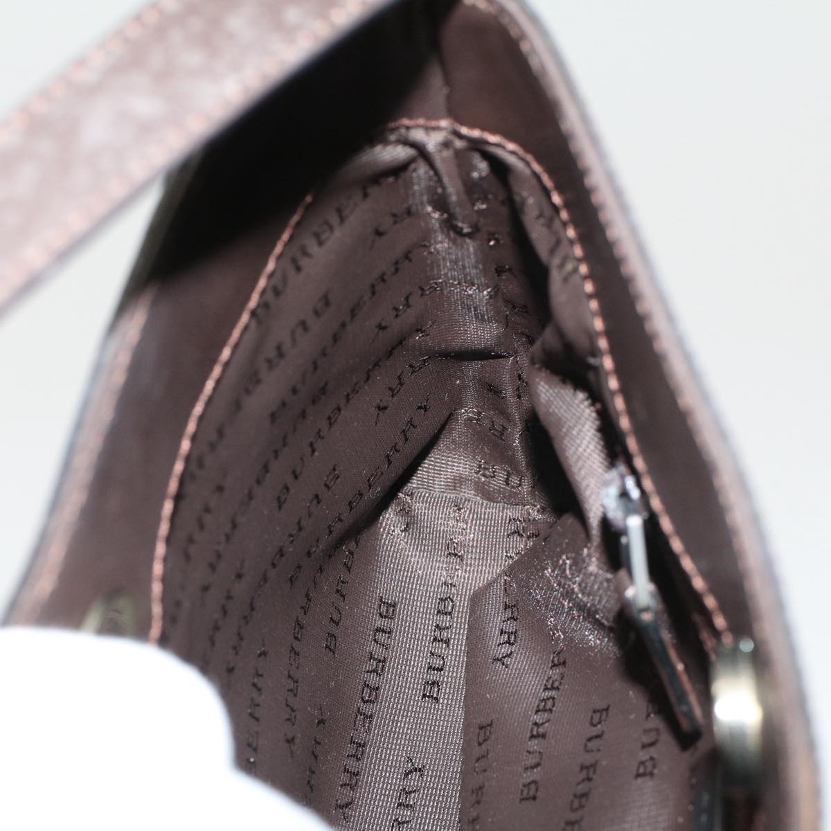 Burberry Nova Check Shoulder Bag PVC Leather Beige Auth ki3342