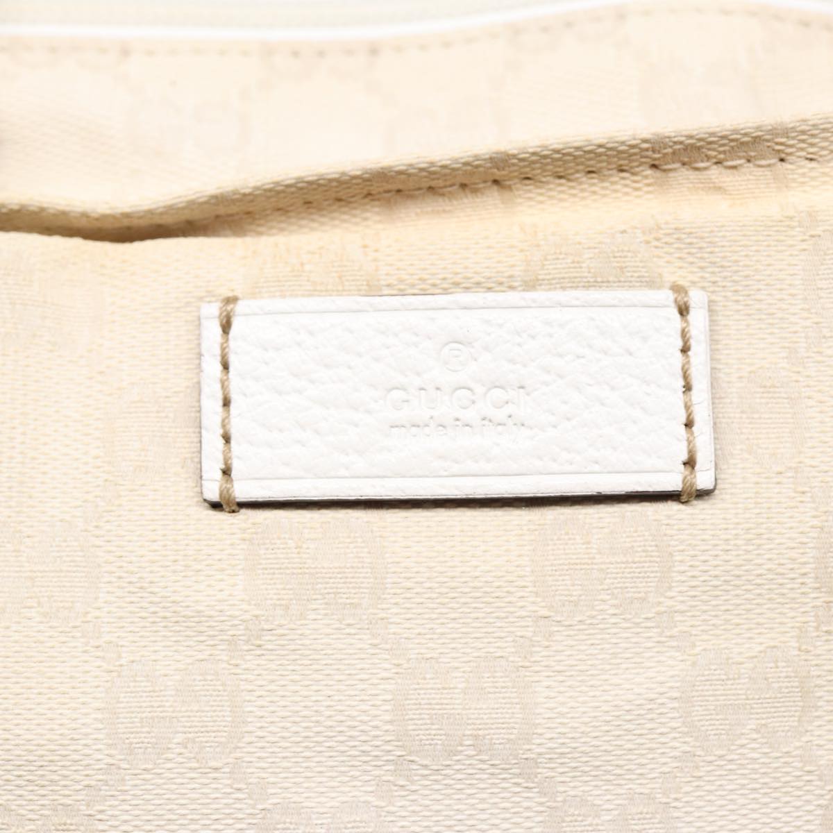 GUCCI GG Supreme Tote Bag White Beige gold 131230 Auth ki4782