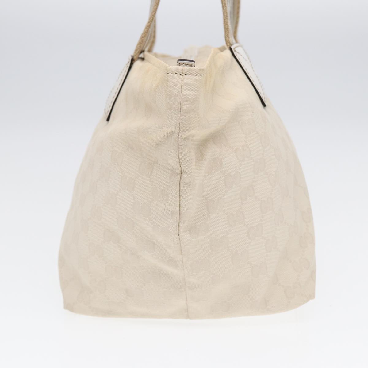 GUCCI GG Supreme Tote Bag White Beige gold 131230 Auth ki4782