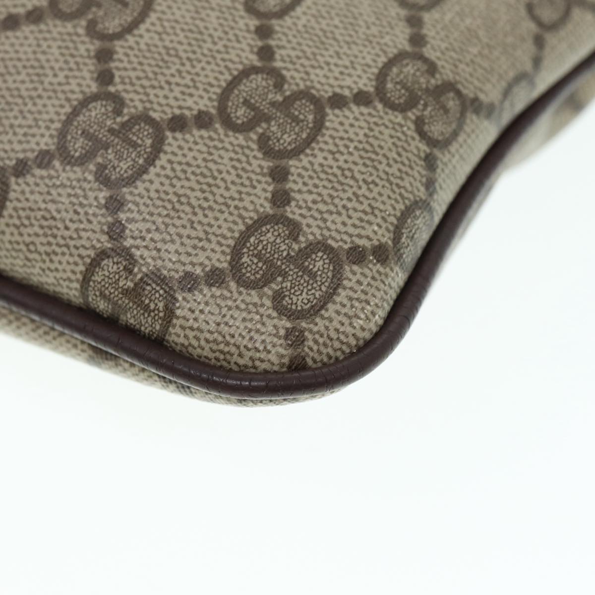GUCCI GG Supreme Web Sherry Line Shoulder Bag Beige Gold 904 02 047 Auth ki4835