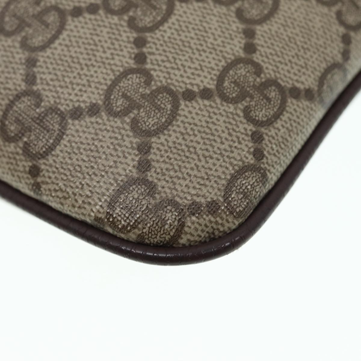 GUCCI GG Supreme Web Sherry Line Shoulder Bag Beige Gold 904 02 047 Auth ki4835