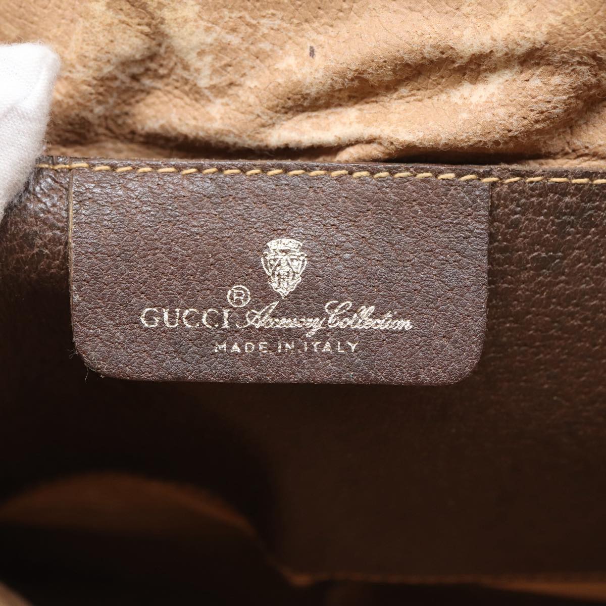 GUCCI GG Supreme Web Sherry Line Shoulder Bag Beige Gold 904 02 047 Auth ki4835