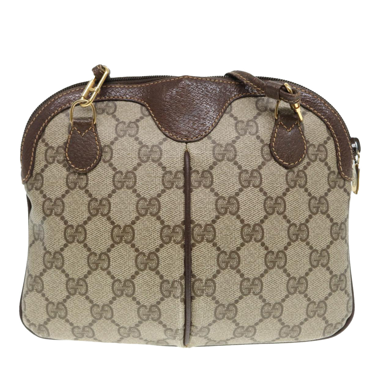GUCCI GG Supreme Web Sherry Line Shoulder Bag Beige Gold 904 02 047 Auth ki4835