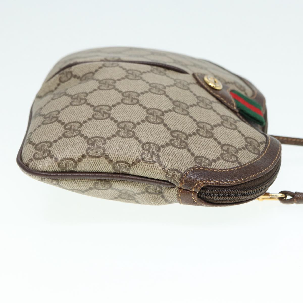 GUCCI GG Supreme Web Sherry Line Shoulder Bag Beige Gold 904 02 047 Auth ki4835