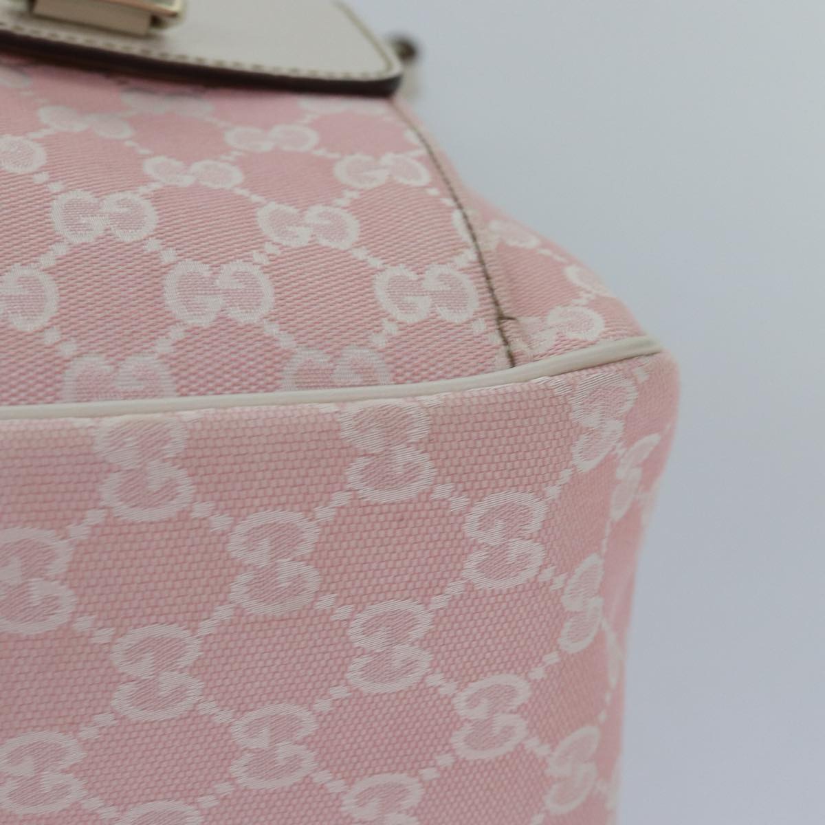 GUCCI GG Canvas Shoulder Bag Pink White Silver 153025 Auth ki4845
