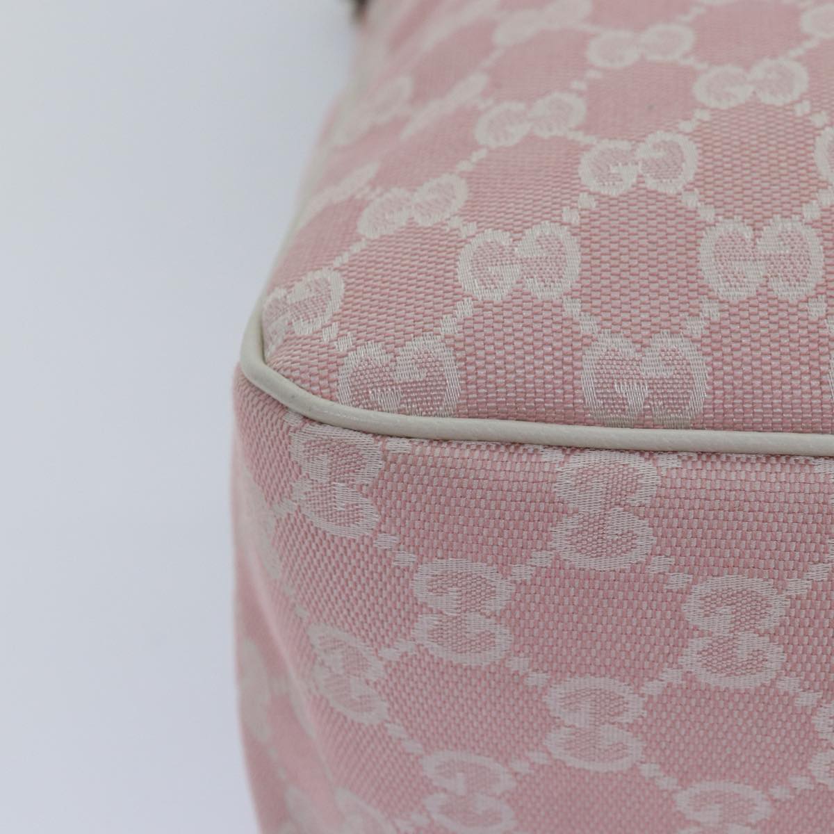 GUCCI GG Canvas Shoulder Bag Pink White Silver 153025 Auth ki4845