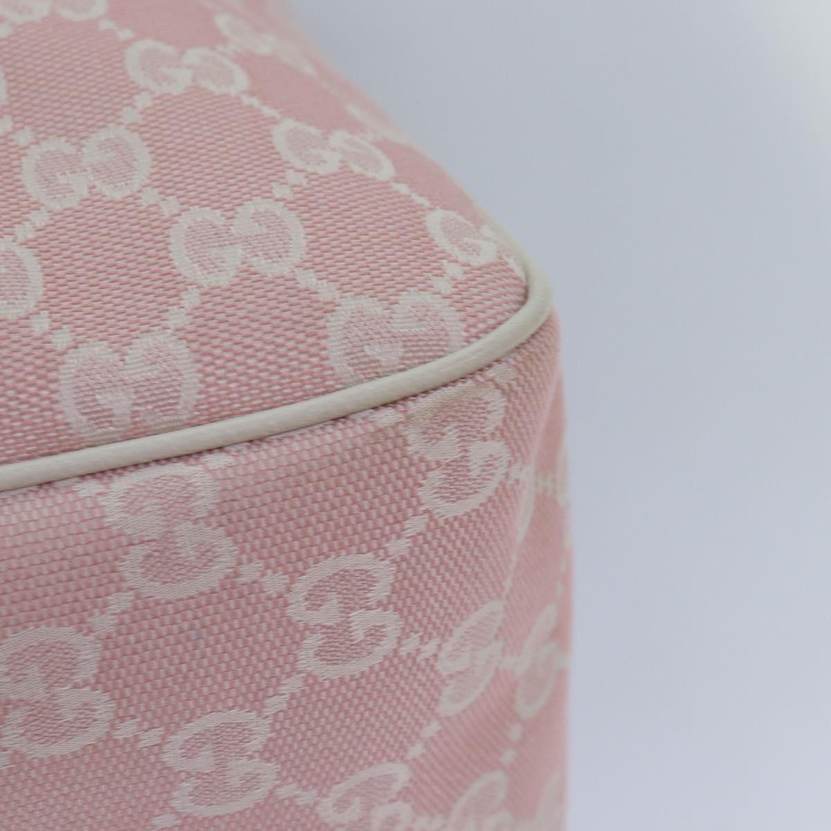 GUCCI GG Canvas Shoulder Bag Pink White Silver 153025 Auth ki4845
