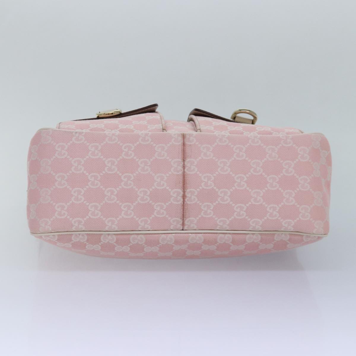 GUCCI GG Canvas Shoulder Bag Pink White Silver 153025 Auth ki4845